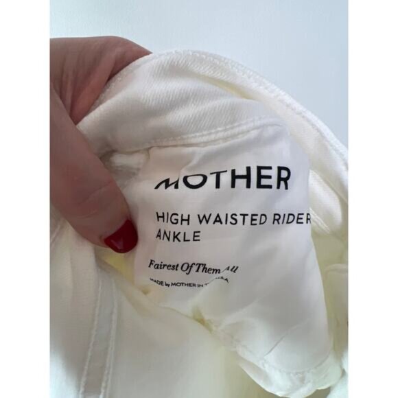 NWT Mother High Waisted Rider Ankle Button Belt Loops Denim Pants White Size: 30 - Picture 9 of 10